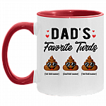 Personalized Dad's Favorite Three Turds Funny Personalized Family Accent Mug, White/Red, 11 oz. Accent Mug