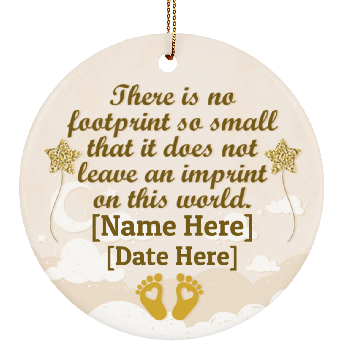 Personalized No Footprint So Small Does Not Leave An Imprint Porcelain Ceramic Circle Ornament Keepsake, White, Ceramic Circle Ornament Personalized No Footprint So Small Does Not Leave An Imprint Porcelain Ceramic Circle Ornament Keepsake, White, Ceramic Circle Ornament