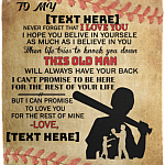 Personalized To My Son Baseball Blanket, White, Cozy Plush Fleece Blanket - 50x60