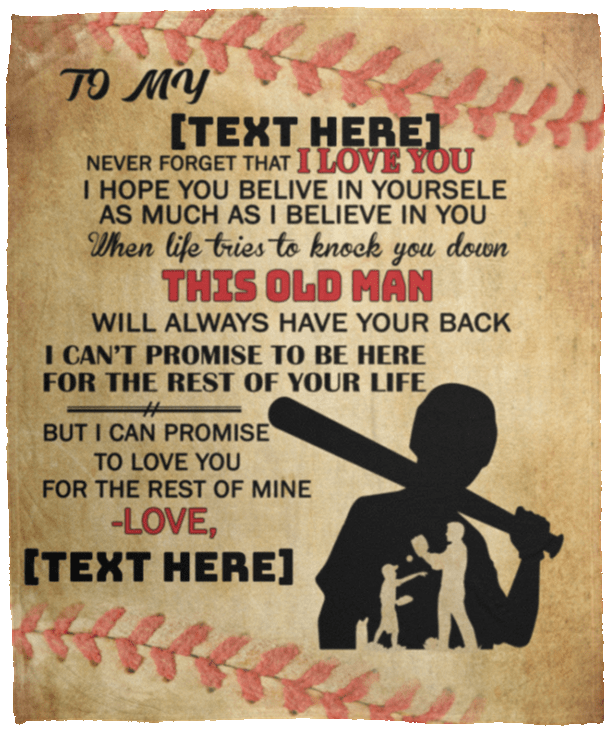 Personalized To My Son Baseball Blanket, White, Cozy Plush Fleece Blanket - 50x60