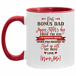 Personalized Dear Bonus Dad Happy Father's Day from the Kid Inadvertently Inherited Accent Mug, White/Red, 11 oz. Accent Mug