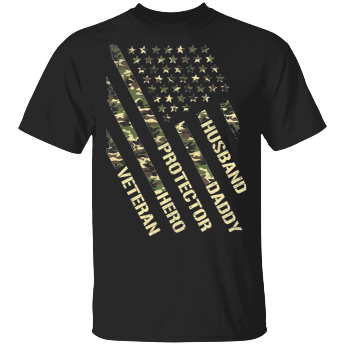 Husband Daddy Protector Hero Veteran T-Shirt - Fathers Day Veteran Shirt, Black, Unisex T-Shirt