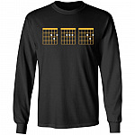Father's Day Gift Acoustic Guitar Chords Dad Hoodie - Sweatshirt - Long Sleeve Shirt, Black, Long Sleeve