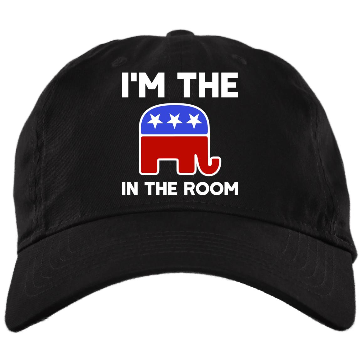 I'm The Elephant In The Room Twill Cap - High-Profile Snapback Hat, Black, Brushed Twill Dad Cap