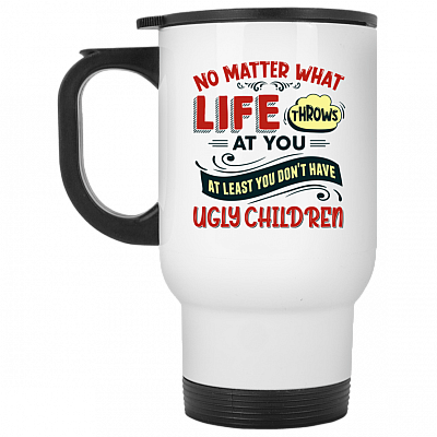 14 oz. White Travel Mug