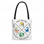 Save Bees Clean The Sea Love Your Mother Plant A Tree Tote Bag - Shoulder Bag - Reusable Grocery Shopping Bag