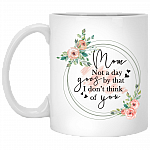 Mom Not A Day Goes By Floral Ceramic Coffee Mug - Beer Stein - Water Bottle - Color Changing Mug, White, 11 oz. White Mug