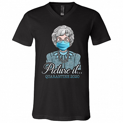 Sophia Picture It Quarantine 2020 Golden Girl T-Shirt - V-Neck Shirt, Black, V-Neck T-Shirt