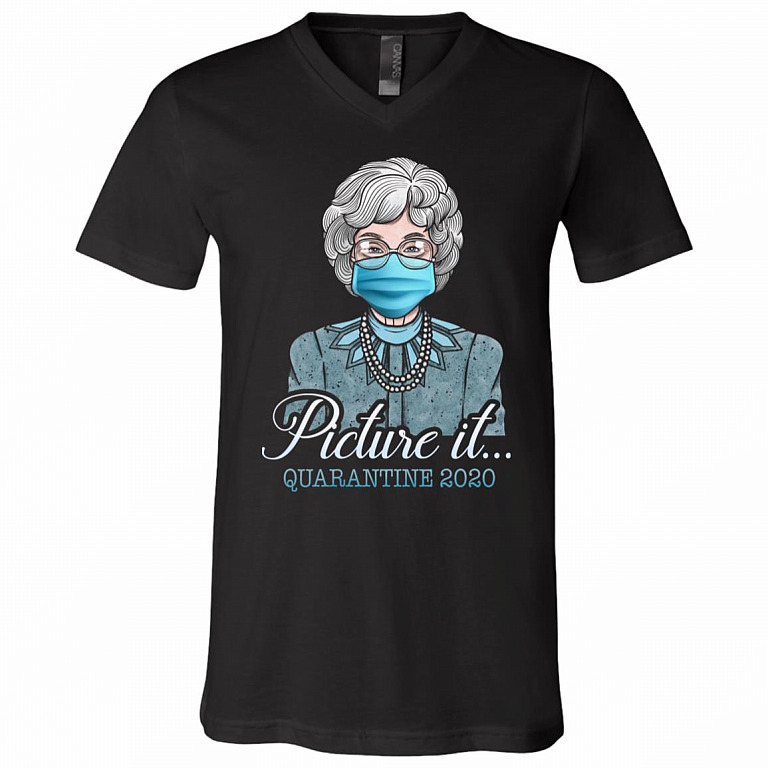 Sophia Picture It Quarantine 2020 Golden Girl T-Shirt - V-Neck Shirt, Black, V-Neck T-Shirt