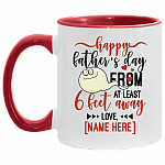 Personalized Happy Father's Day From At Least 6 Feet Away Accent Mug, White/Red, 11 oz. Accent Mug