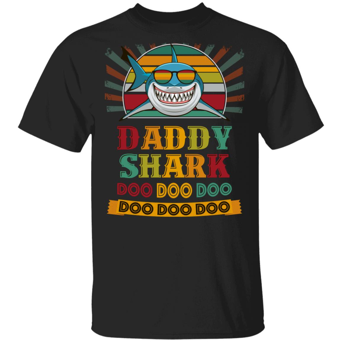 Daddy Shark Doo Doo Doo Vintage T-Shirt - Funny Shark Vintage Gift, Black, Unisex T-Shirt