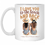 Personalized I Love You to the Beach and Back-Personalized Best Friend Gifts Coffee Mug-Beer Stein-Water Bottle, White, 11 oz. White Mug