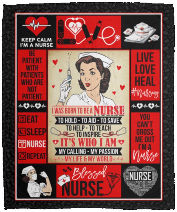 I Was Born To Be A Nurse To Hold To Aid To Save Fleece Blanket - Premium Sherpa Blanket - Woven Blanket, White, Cozy Plush Fleece Blanket - 50x60