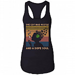 She Got Mad Hustle and a Dope Soul Weed Cotton Tank Top Tee - Ladies Racerback Tank, Black, Ladies Racerback Tank