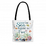 Keep The Sea Plastic Free Whale Turtle Wildlife Tote Bag - Shoulder Bag - Reusable Grocery Shopping Bag