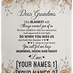 Customized Dear Grandma This Blanket Will Always Remind You Of Us We Have Stuffed It With Our Memories Fleece Blanket, White, Cozy Plush Fleece Blanket - 50x60