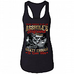 Tough Enough To Be An Asshole's Girlfriend Crazy Enough To Love Him Skull T-Shirt - Funny Girlfriend Shirt, Black, Ladies Racerback Tank