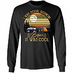 I Was Social Camping Distancing Before It Was Cool Hoodie Sweatshirt - Quarantine Camping Happy Camper Shirt, Black, Long Sleeve