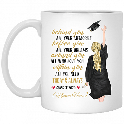 Personalized Behind You All Your Memories Before You All Your Dreams Coffee Mug - Water Bottle - Color Changing Mug, White, 11 oz. White Mug