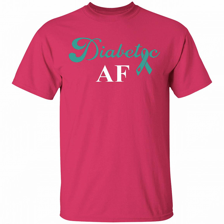 Diabetic AF Diabetes Awareness T-Shirt, Heliconia, Unisex T-Shirt
