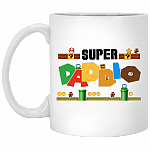 Father's Day Gift Super Daddio Coffee Mug - Beer Stein - Water Bottle - Color Changing Mug, White, 11 oz. White Mug