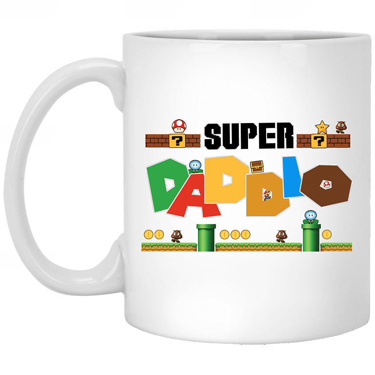 Father's Day Gift Super Daddio Coffee Mug - Beer Stein - Water Bottle - Color Changing Mug, White, 11 oz. White Mug