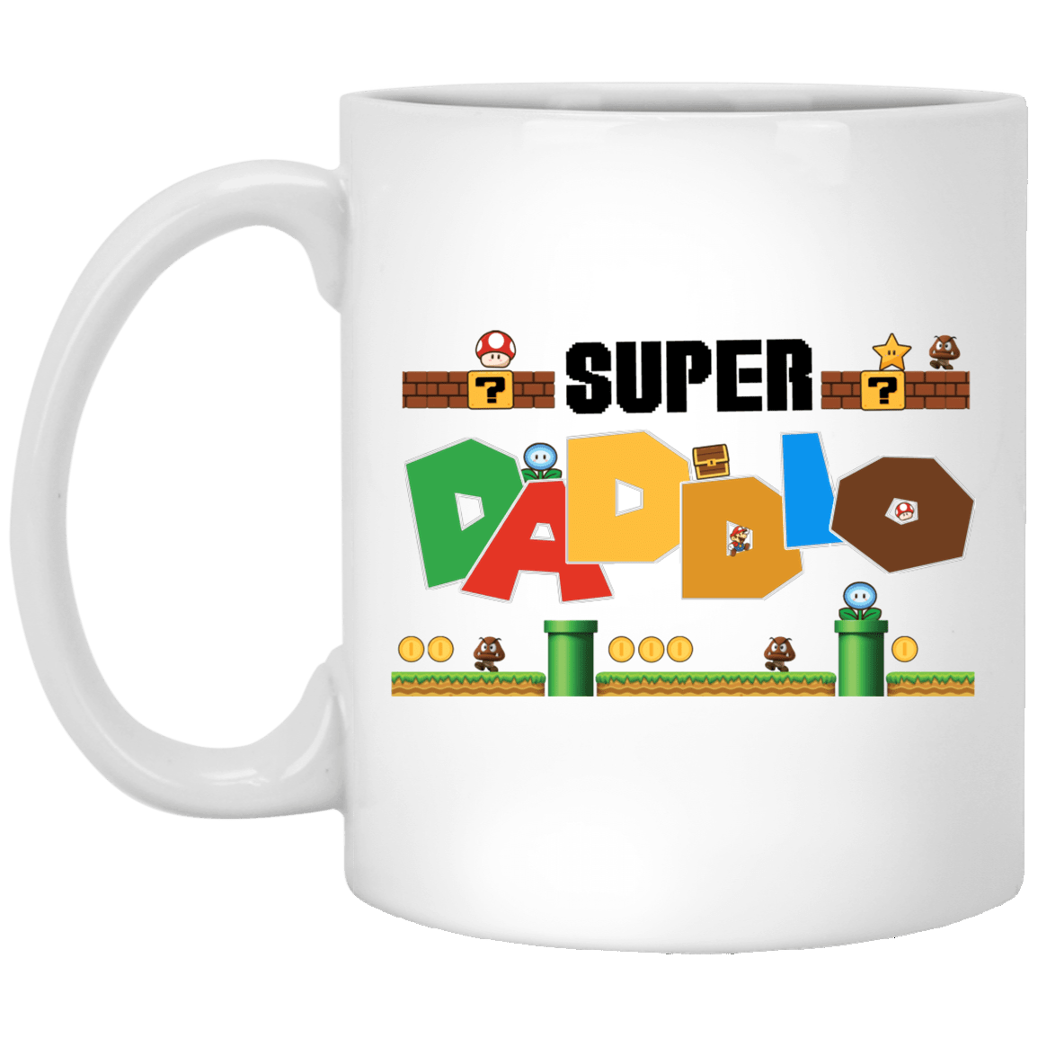 Father's Day Gift Super Daddio Coffee Mug - Beer Stein - Water Bottle - Color Changing Mug, White, 11 oz. White Mug Father's Day Gift Super Daddio Coffee Mug - Beer Stein - Water Bottle - Color Changing Mug, White, 11 oz. White Mug