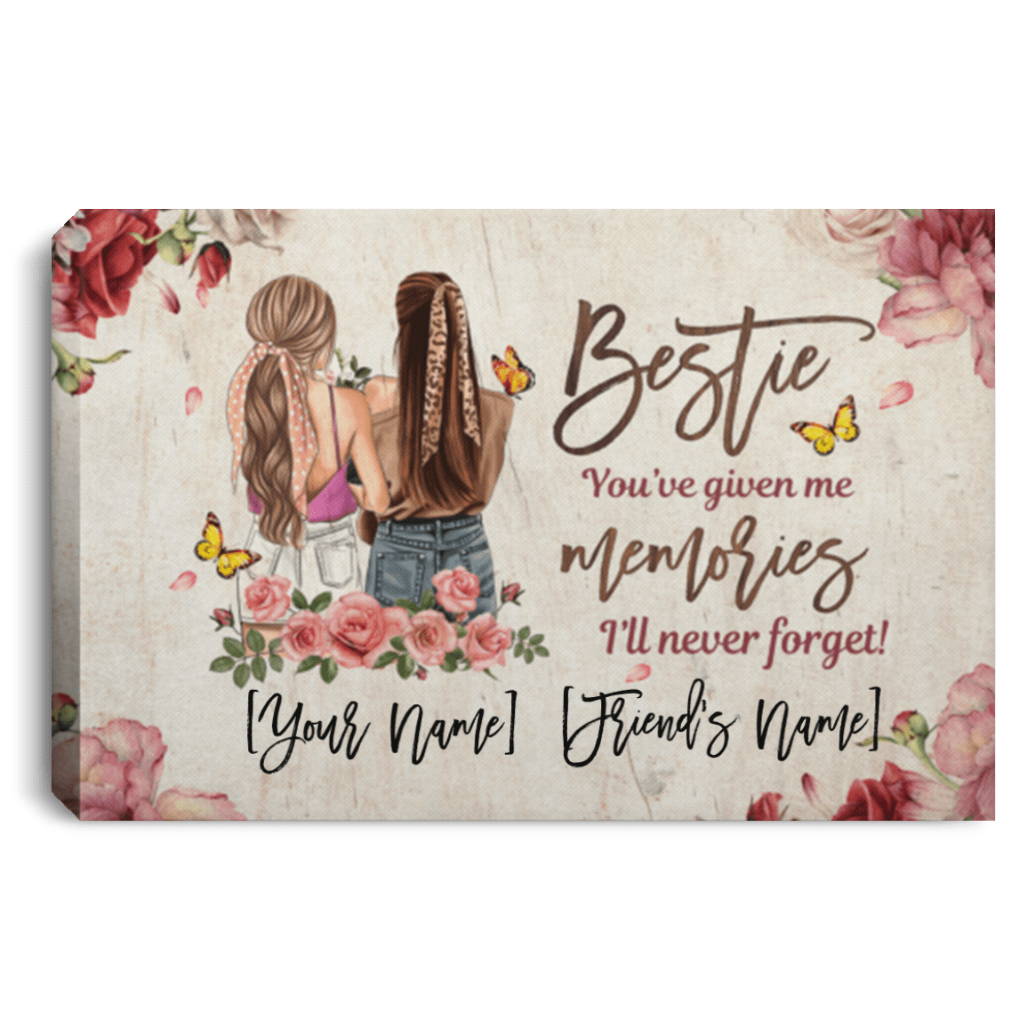 Personalized Bestie You've Given Me Memories I'll Never Forget Custom Canvas Framed Canvas Prints - Unframed Poster, White, 0.75'' Framed Canvas Personalized Bestie You've Given Me Memories I'll Never Forget Custom Canvas Framed Canvas Prints - Unframed Poster, White, 0.75'' Framed Canvas