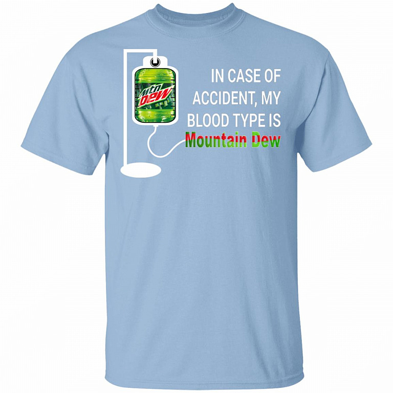 in Case of Accident My Blood Type is Mountain T-Shirt, Light Blue, Unisex T-Shirt