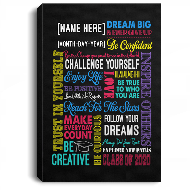 Graduation Gifts 2020 Grad Party Inspirational Grad Personalized Gallery Wrapped Framed Canvas Prints - Unframed Poster - Home Decor Wall Art, White, 0.75'' Framed Canvas