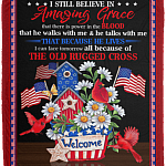 I Still Believe In Amazing Grace That There is Power in The Blood Fleece - Premium Sherpa - Woven Blanket, White, Cozy Plush Fleece Blanket - 50x60