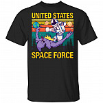 United States Space Force Funny Astronaut Fighting With Alien Vintage Retro T-Shirt, Black, Unisex T-Shirt