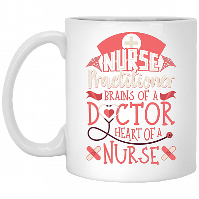 Nurse Practitioner Brain of of Doctor Ceramic Coffee Mug - Beer Stein - Water Bottle - Color Changing Mug, White, 11 oz. White Mug