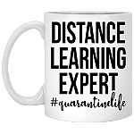 Distance Learning Expert Quarantine Life Ceramic Coffee Mug - Water Bottle, White, 11 oz. White Mug