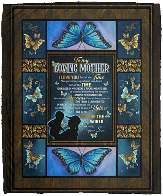 From Son To My Loving Mother I Love You For All The Time Fleece Blanket - Premium Sherpa Blanket, White, Cozy Plush Fleece Blanket - 50x60