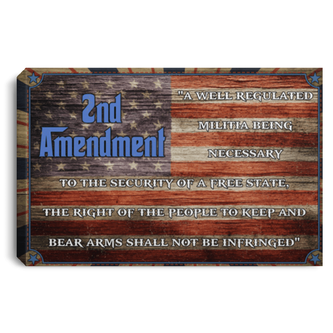 2nd Amendment Vintage American Flag Gallery Wrapped Framed Canvas Prints - Unframed Poster, White, 0.75'' Framed Canvas