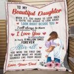 Dad To My Beautiful Daughter Look Right Beside You Fleece Blanket - Premium Sherpa Blanket - Woven Blanket