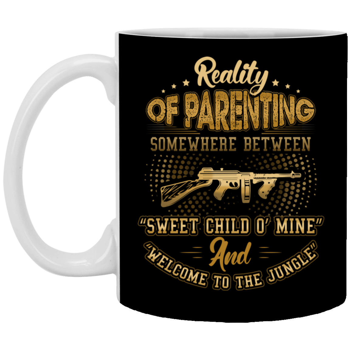 Reality of Parenting Somewhere Between Sweet Child Ceramic Coffee Mug - Water Bottle - Color Changing Mug, Black, 11 oz. White Mug Reality of Parenting Somewhere Between Sweet Child Ceramic Coffee Mug - Water Bottle - Color Changing Mug, Black, 11 oz. White Mug