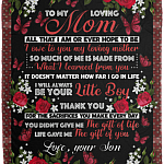 Son to My Loving Mom All That I Am or Ever Hope to Be - Butterfly Fleece Blanket - Premium Sherpa Blanket, Black, Cozy Plush Fleece Blanket - 50x60