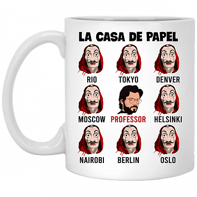 Spanish Movie Characters Pattern Ceramic Coffee Mug - Beer Stein - Water Bottle - Color Changing Mug, White, 11 oz. White Mug