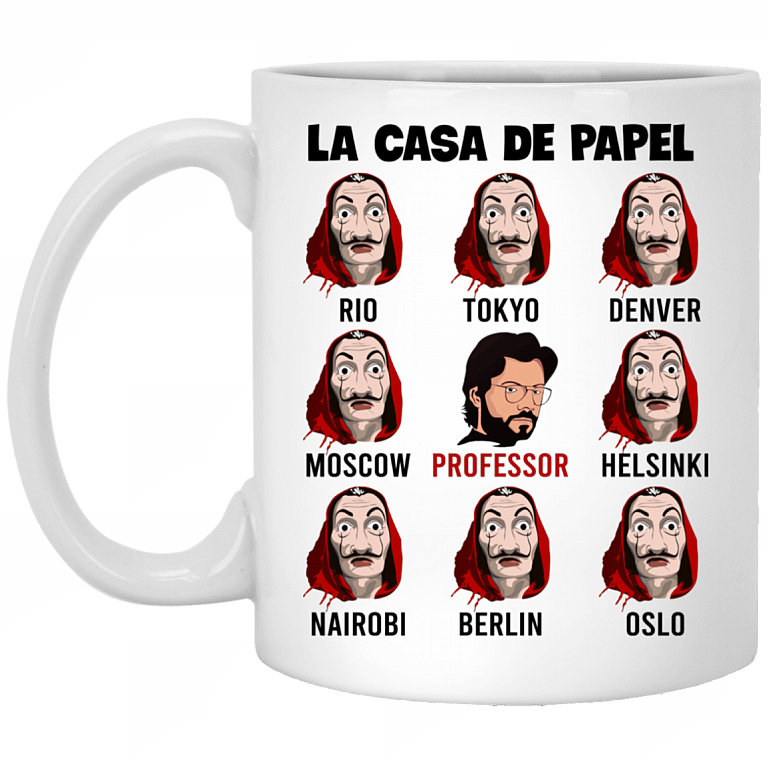 Spanish Movie Characters Pattern Ceramic Coffee Mug - Beer Stein - Water Bottle - Color Changing Mug, White, 11 oz. White Mug