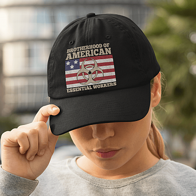 Alternative view of Brotherhood Of American Essential Worker Twill Cap-High Profile Snapback Hat-Trucker Hat