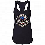 Frontline Essential Patriotically Correct American Worker Cotton Tank Top Tee - Ladies Racerback Tank, Black, Ladies Racerback Tank