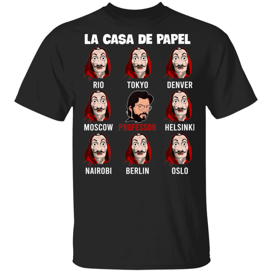 Spanish Movie Characters T-Shirt - Movie T Shirts for Men, Black, Unisex T-Shirt