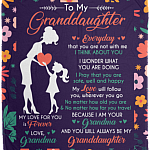 To My Granddaughter Everyday That You Are Not With Me Fleece Blanket - Premium Sherpa Blanket - Woven Blanket - To My Granddaughter Gift, White, Cozy Plush Fleece Blanket - 50x60