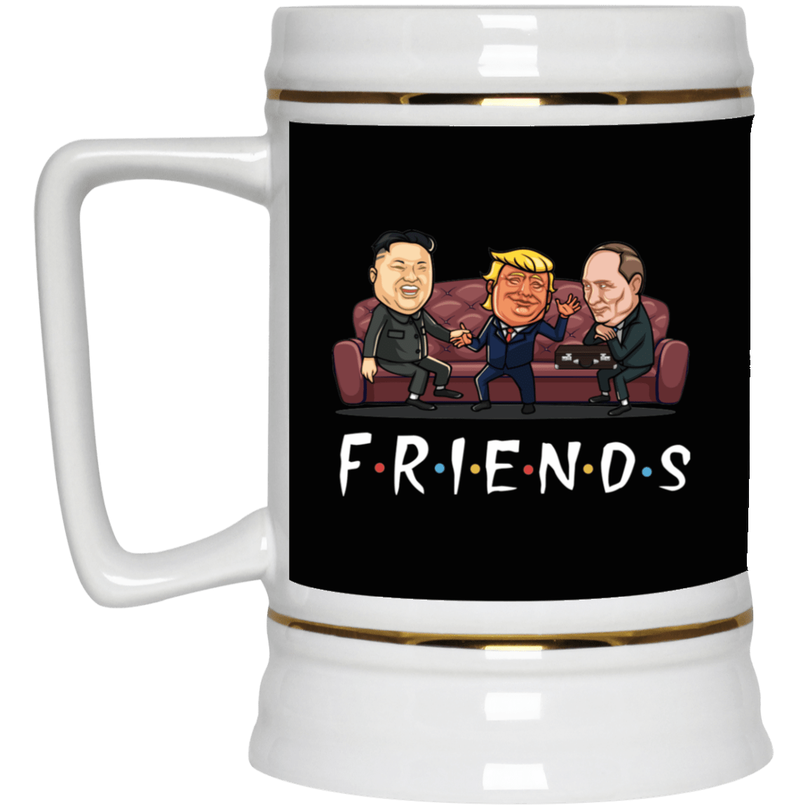 Funny Friend Trump Putin Kim Jong-un Beer Stein, Black, 22 oz. Beer Stein