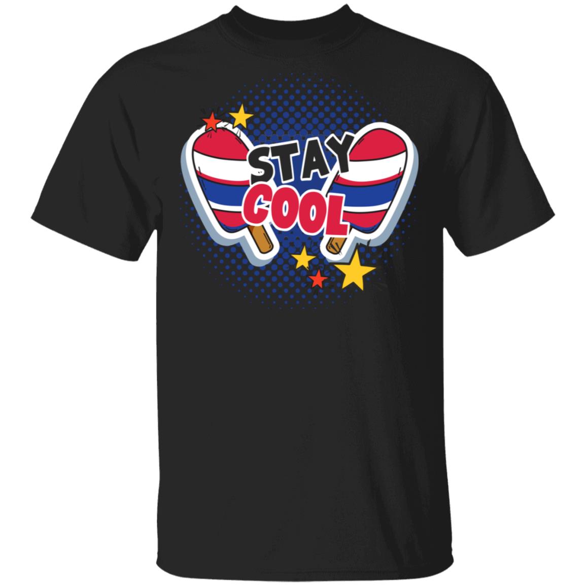 Stay Cool 4th of July Shirt - 4th of July Outfit, Black, Unisex T-Shirt