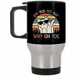 Eff You Cat Mug, Black, 14 oz. Silver Travel Mug