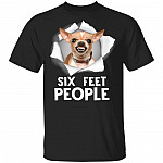 Dachshund 6 Feet Back People Funny Distance Social T-shirt, Black, Unisex T-Shirt