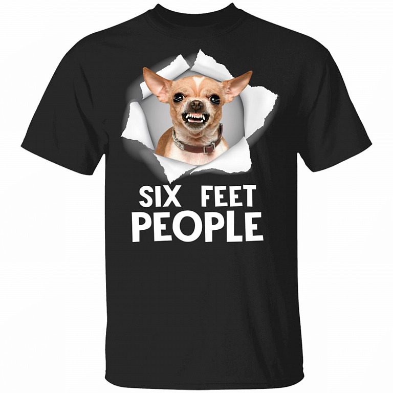 Dachshund 6 Feet Back People Funny Distance Social T-shirt, Black, Unisex T-Shirt